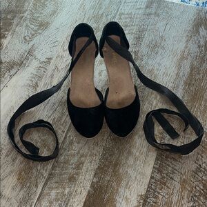 Old Navy Black Espadrille Flats with Ankle Wraps